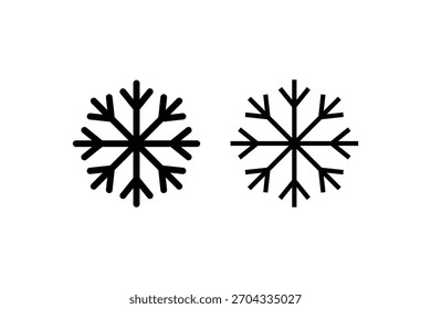 Diseño del logotipo del icono de la nieve. signo del copo de nieve y Vector de la silueta del símbolo