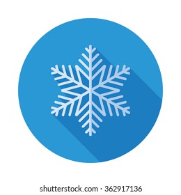 Snow icon with long shadow, flat design, vector illustration.