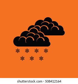 Snow icon. Orange background with black. Vector illustration.