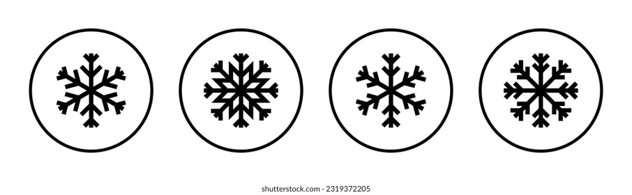 Ilustración del conjunto de iconos de nieve. símbolo y signo de copo de nieve