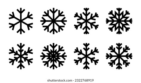 Schneebild-Icon-Set-Illustration. Schneeflocken-Zeichen und -Symbol