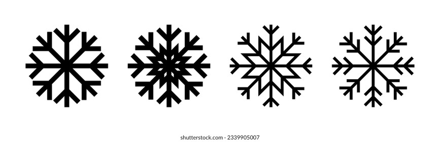 Ilustración del conjunto de iconos de nieve. símbolo y signo de copo de nieve