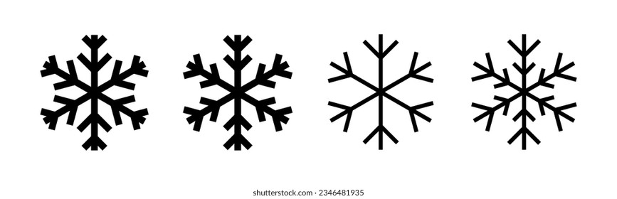 Ilustración del conjunto de iconos de nieve. símbolo y signo de copo de nieve