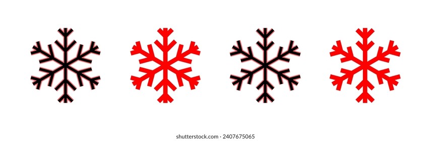 Ilustración del conjunto de iconos de nieve. símbolo y signo de copo de nieve