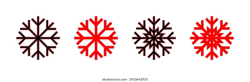 Ilustración del conjunto de iconos de nieve. símbolo y signo de copo de nieve