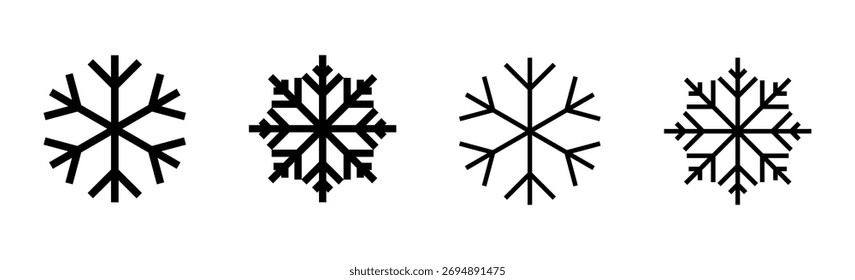 Conjunto de iconos de nieve. Vector de iconos de copo de nieve