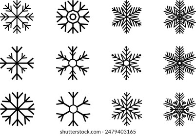 Snow Icon. Set of winter icon isolated on white background Editable Icons of Snow and Ice. Quality icon set of Snowfall. Ice icon.