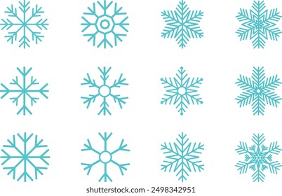 Snow Icon. Set of winter icon isolated on white background Editable Icons of Snow and Ice. Quality icon set of Snowfall. Ice icon.