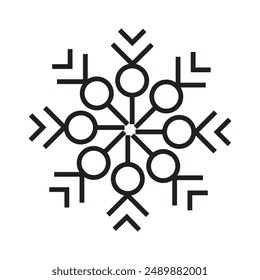 Icono de nieve, Icono de copo de nieve. Navidades e invierno. Ilustración plana simple negra sobre fondo blanco.eps10