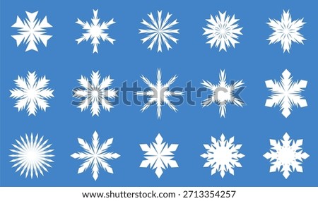 Snow icon, snowflake icon, to complete the winter background effect, isolated on a blue background. vector