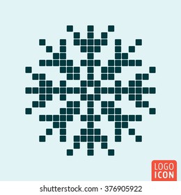 Snow icon. Snowflake icon isolated. Winter symbol icon old video game design. Vector illustration.