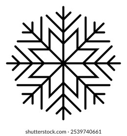 Icono de la nieve, icono del copo de nieve, Vector, silueta.  Iconos de invierno, símbolo de copo de nieve. Arte de línea negro. Ilustración vectorial. 