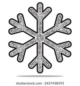 snow icon vector engraving style hand drawn element black and white
