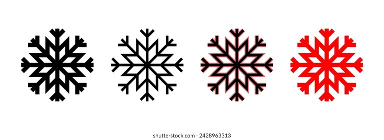 Ilustración vectorial de icono de nieve. símbolo y signo de copo de nieve