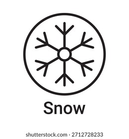 Icono de nieve. Símbolo de línea de Vector para un Sitio web, tarjeta de producto, presentación y App móvil, embalaje o instrucción. Signo de esquema editable