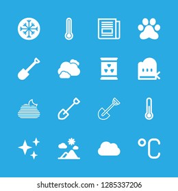 snow icons set with fog night weather interface symbol, cloud storm weather symbol and stars weather symbol of three shapes vector set