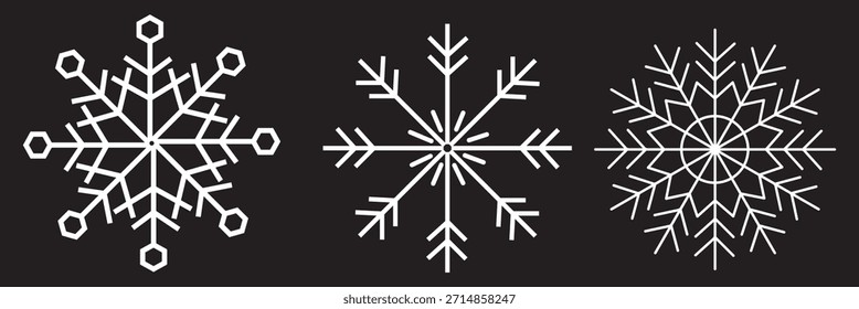 Iconos de nieve. Diseño de Vector de copos de nieve. Símbolo de invierno. Conjunto de iconos de copo de nieve