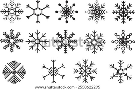 Snow Icons. Snowflakes Vector Icons. Snowflake Icon Christmas Pattern. Merry Christmas snow flake pattern design. Snow. Snowflakes