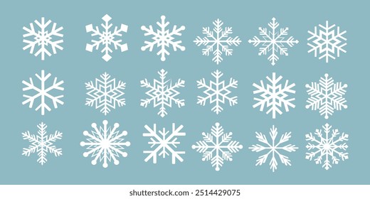 Schnee-Symbole. Schneeflocken, Vektorsymbole. Wintersymbole. 