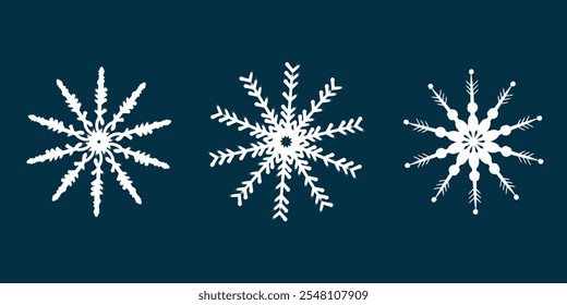 Iconos de nieve. Iconos de vectores de copos de nieve. Iconos de invierno. Símbolo de nieve o copo de nieve. 