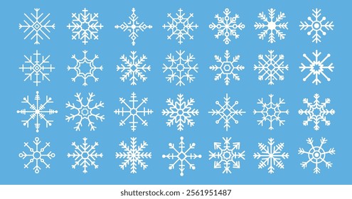 Snow Icons. Snowflakes Vector Icons. Winter Icons. Snow or Snowflake symbol. Snow. Snowflakes light blue background