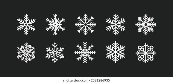 Snow Icons. Snowflakes Vector Icons. Winter Icons. Snow or Snowflake symbol. Snow. Snowflakes