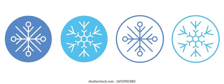Iconos de nieve. Iconos de vectores de copos de nieve. Iconos de invierno. Símbolo de nieve o copo de nieve. Nieve. Copos de nieve