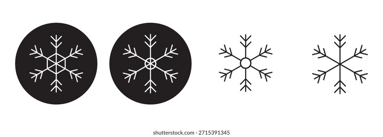 Iconos de nieve. Iconos de vectores de copos de nieve. Iconos de invierno. Símbolo de nieve o copo de nieve. Nieve. Copos de nieve. Conjunto negro.
