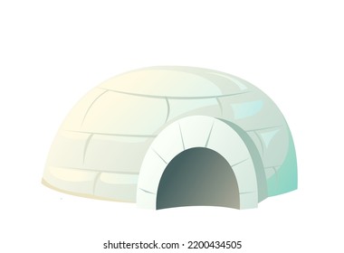 Snow igloo house. Dwelling of northern nomadic peoples in Arctic. From ice and snow blocks. Isolated on white background. illustration vector
