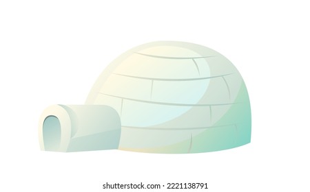 Snow igloo house. Dwelling of northern nomadic peoples in Arctic. From ice and snow blocks. Isolated on white background. illustration vector