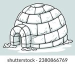 Snow igloo, seasonal build or winter ice shelter during for sleeping.