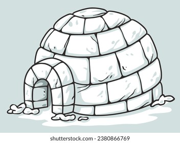 Snow igloo, seasonal build or winter ice shelter during for sleeping.