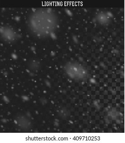 Snow isolated effect realistic. Natural effects with snowflakes. Winter snowstorm. 