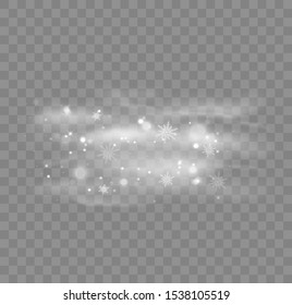 Snow isolated on transparent background. Snowfall Winter Christmas Background. Vector Illustration.