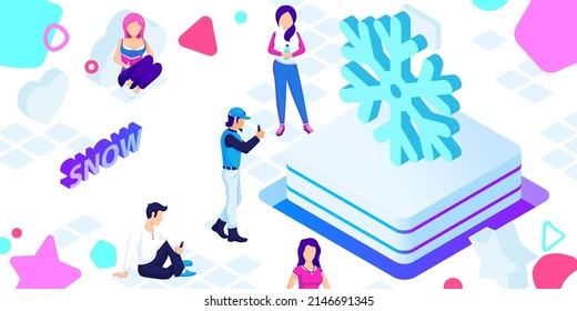 Icono de diseño isométrico de nieve. Ilustración web de vectores. 3.ª colorida concepción
