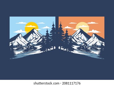 Snow jet ski illustration graphic design
