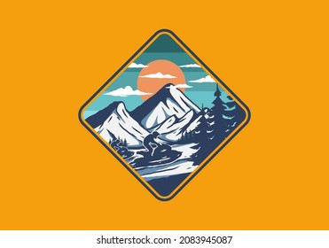 Snow jet ski illustration graphic design