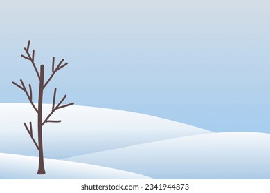 Snow landscape background horizontal with copy space. Snow hill background mountain for Christmas market background event in winter. Landscape background vector illustration.