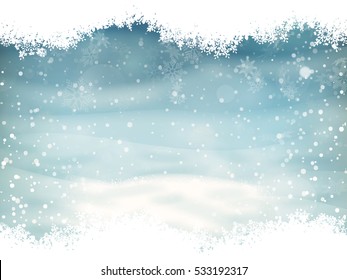 Snow landscape background. Iillustration for retro christmas card. EPS 10 vector file included