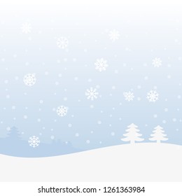 Snow landscape background. Merry Christmas greeting card.