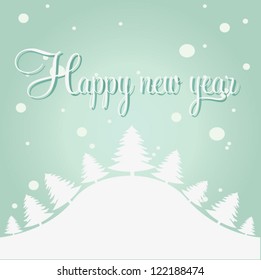 Snow landscape background. Vector illustration for retro new year card.