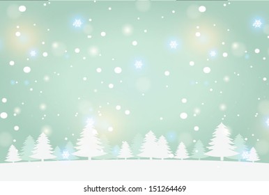 Snow landscape background. Vector illustration for retro christmas card.