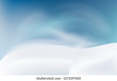 Snow landscape in the evening. Snow drift, mountain, Vector illustration.