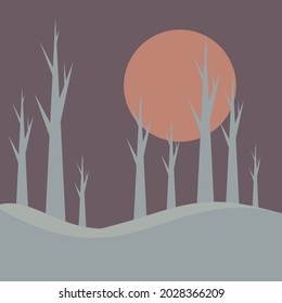 snow landscape flat design illustration vector graphics