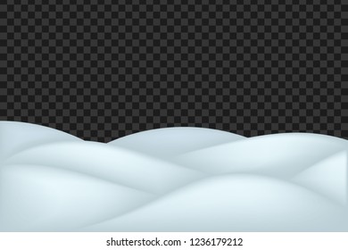 Snow landscape isolated on dark transparent background. winter background