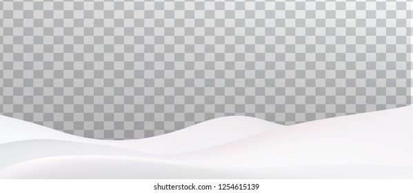 Snow landscape isolated on transparent background. Snow drift, mountain, Vector illustration.