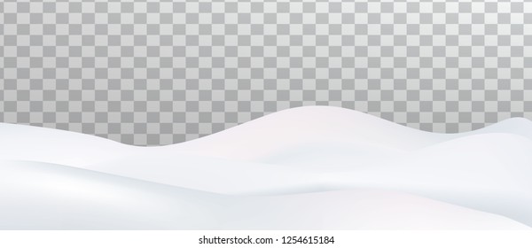 Snow Landscape Isolated On Transparent Background. Snow Drift, Mountain, Vector Illustration.