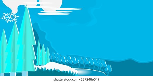 Snow landscape vector illustration. Best use for holiday or winter theme design.