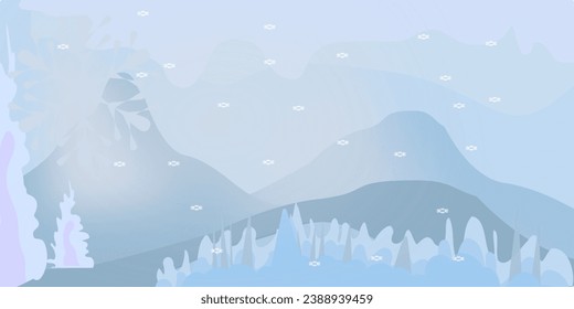 Snow landscape vector illustration, holiday or winter.