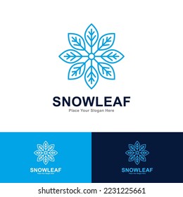 Snow leaf logo vector design. Suitable for business, season, winter, and nature